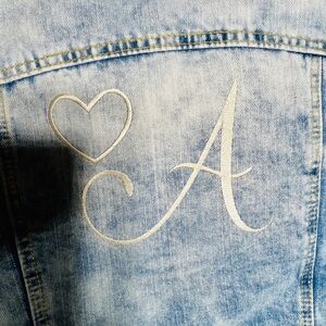 Girls Distressed Denim Jacket Custom Monogram Embroidered Back for spring break